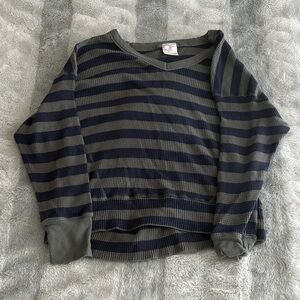 Aerie Sage and Navy Striped Top